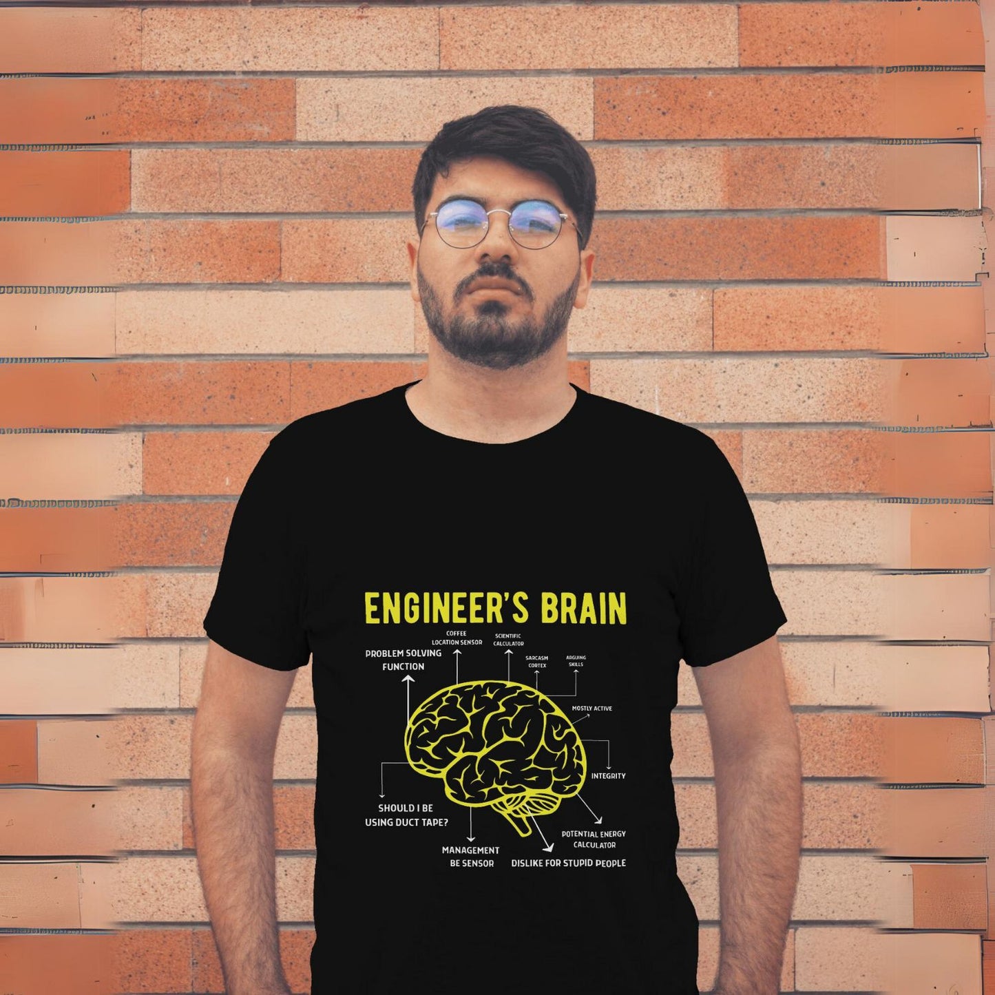 Men's Engineer's Brain Graphic Printed Oversized T-shirt