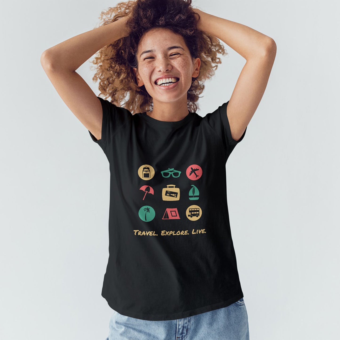 Women's Travel Explore Live Graphic Printed T-shirt