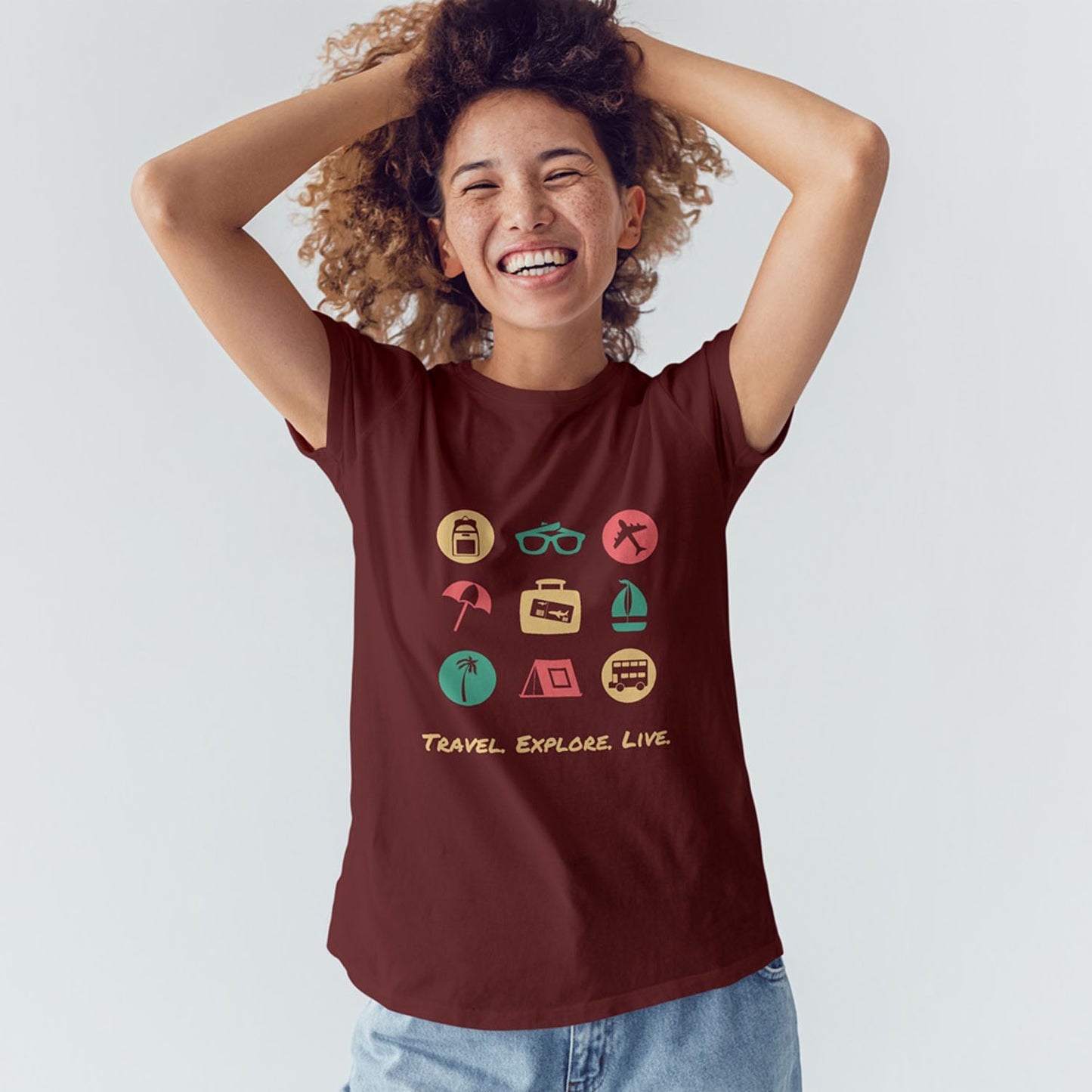 Women's Travel Explore Live Graphic Printed T-shirt