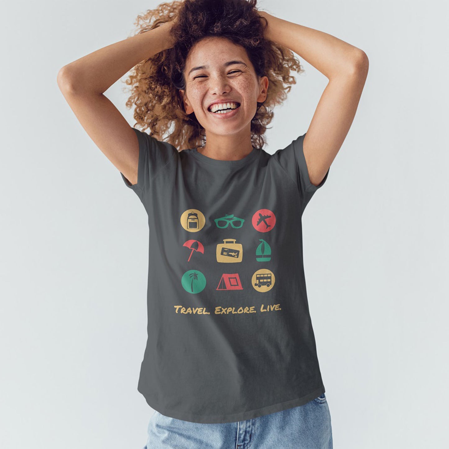 Women's Travel Explore Live Graphic Printed T-shirt