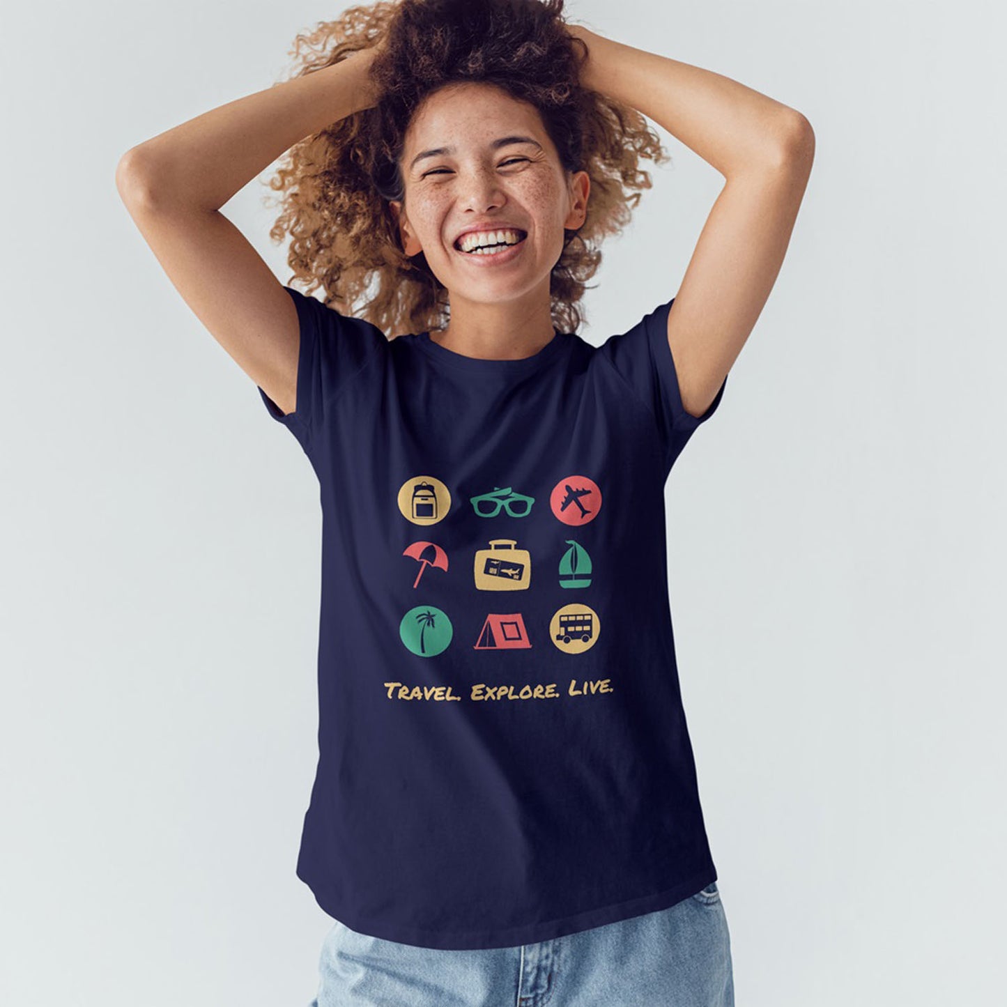 Women's Travel Explore Live Graphic Printed T-shirt
