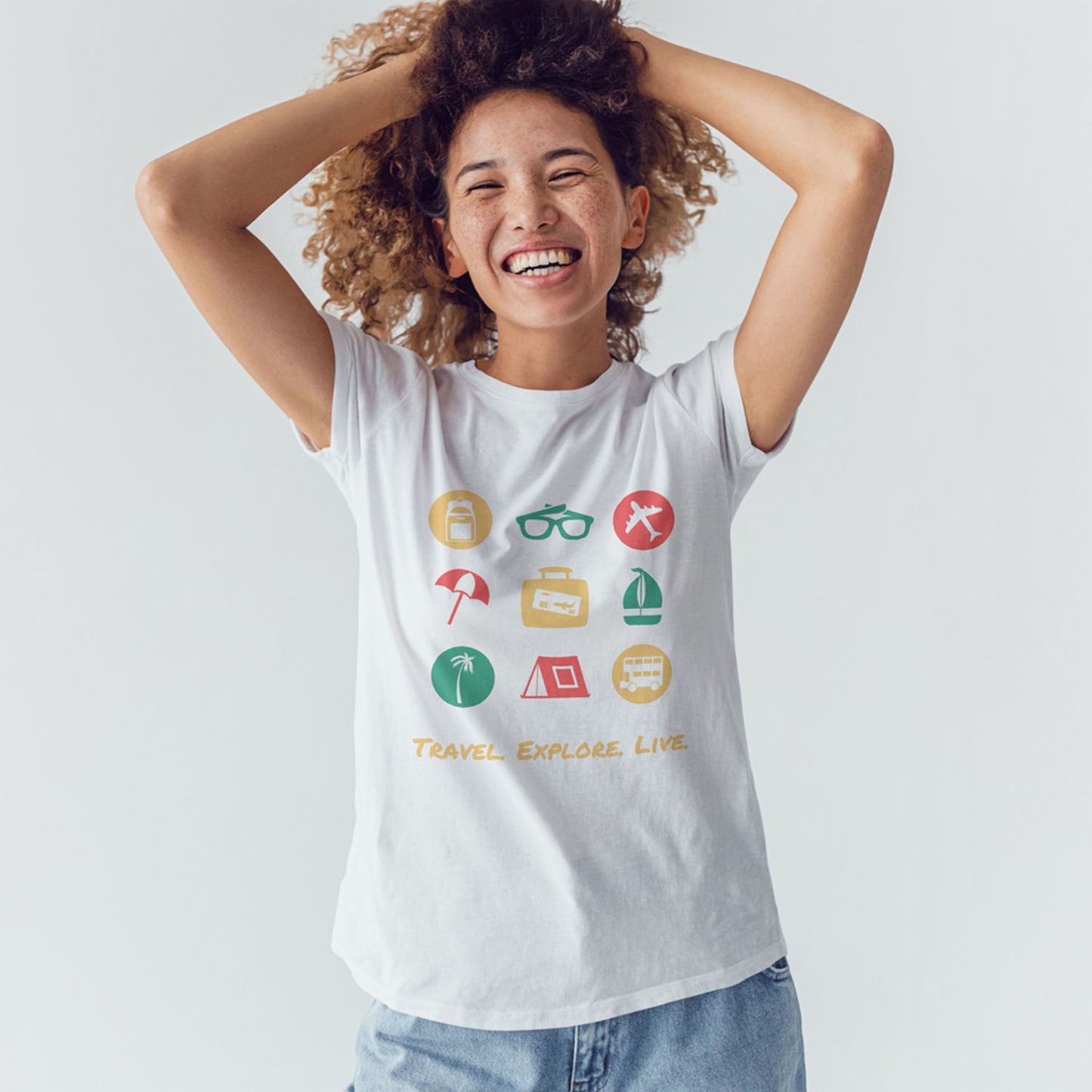 Women's Travel Explore Live Graphic Printed T-shirt