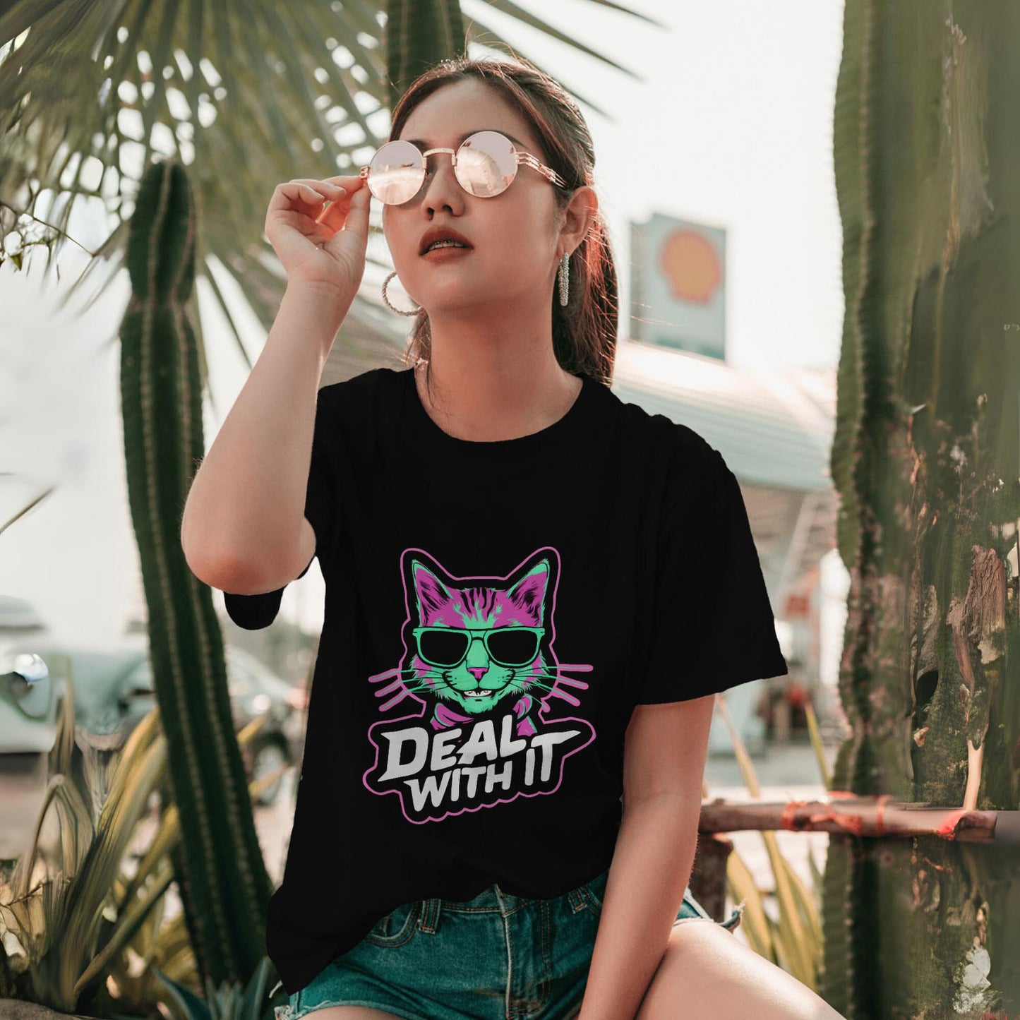 Women's Deal With It Graphic Printed T-shirt