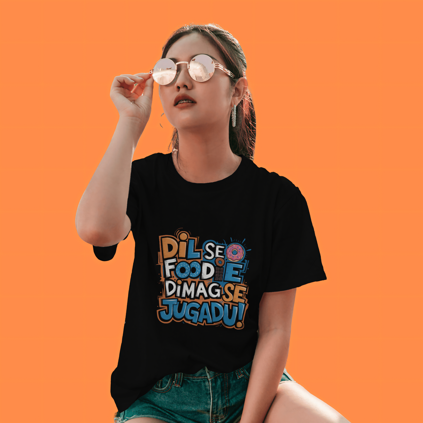 Dil Se Foodie Dimag Se Jugadu! Graphic Printed Oversized Unisex T-shirt