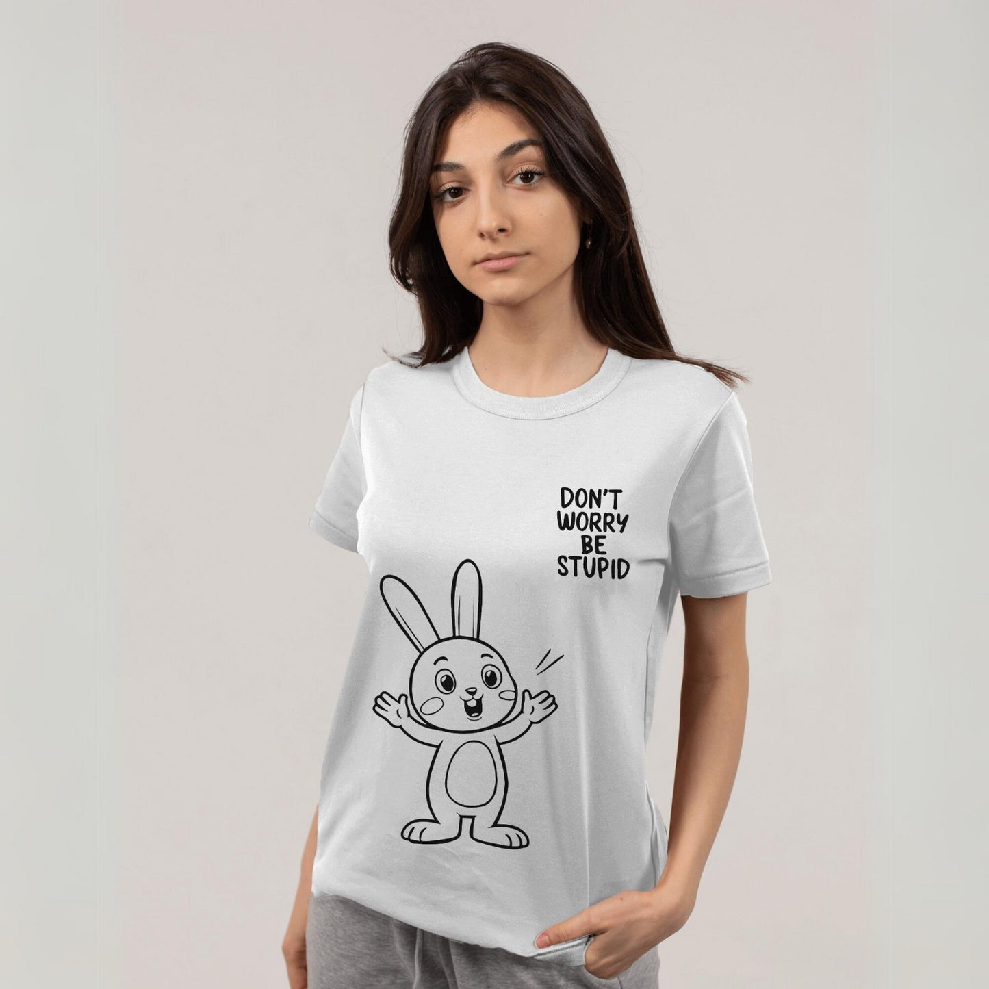 Women's Don't Worry Be Stupid Graphic Printed T-shirt