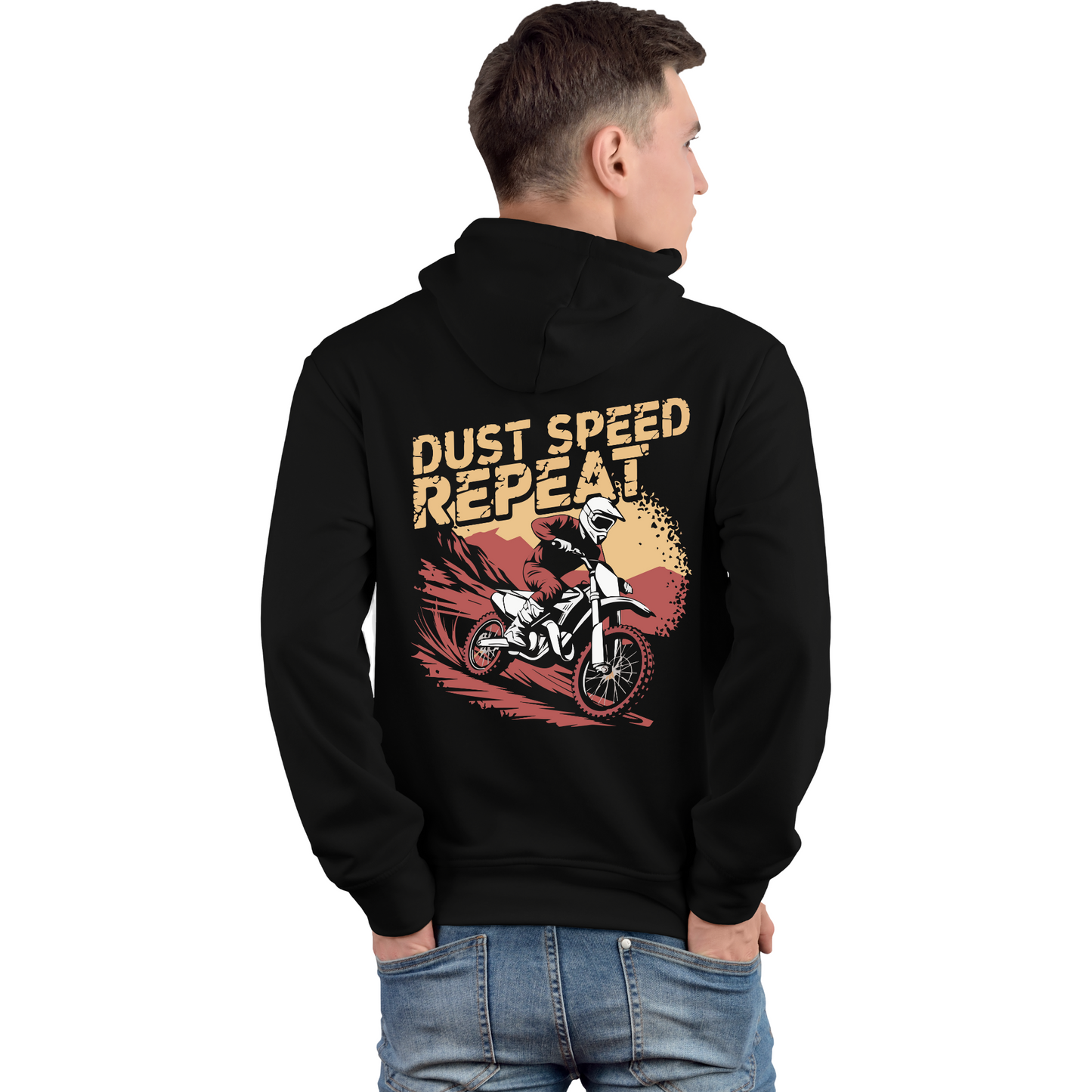 Dust Speed Repeat Biker Black Unisex Hoodie