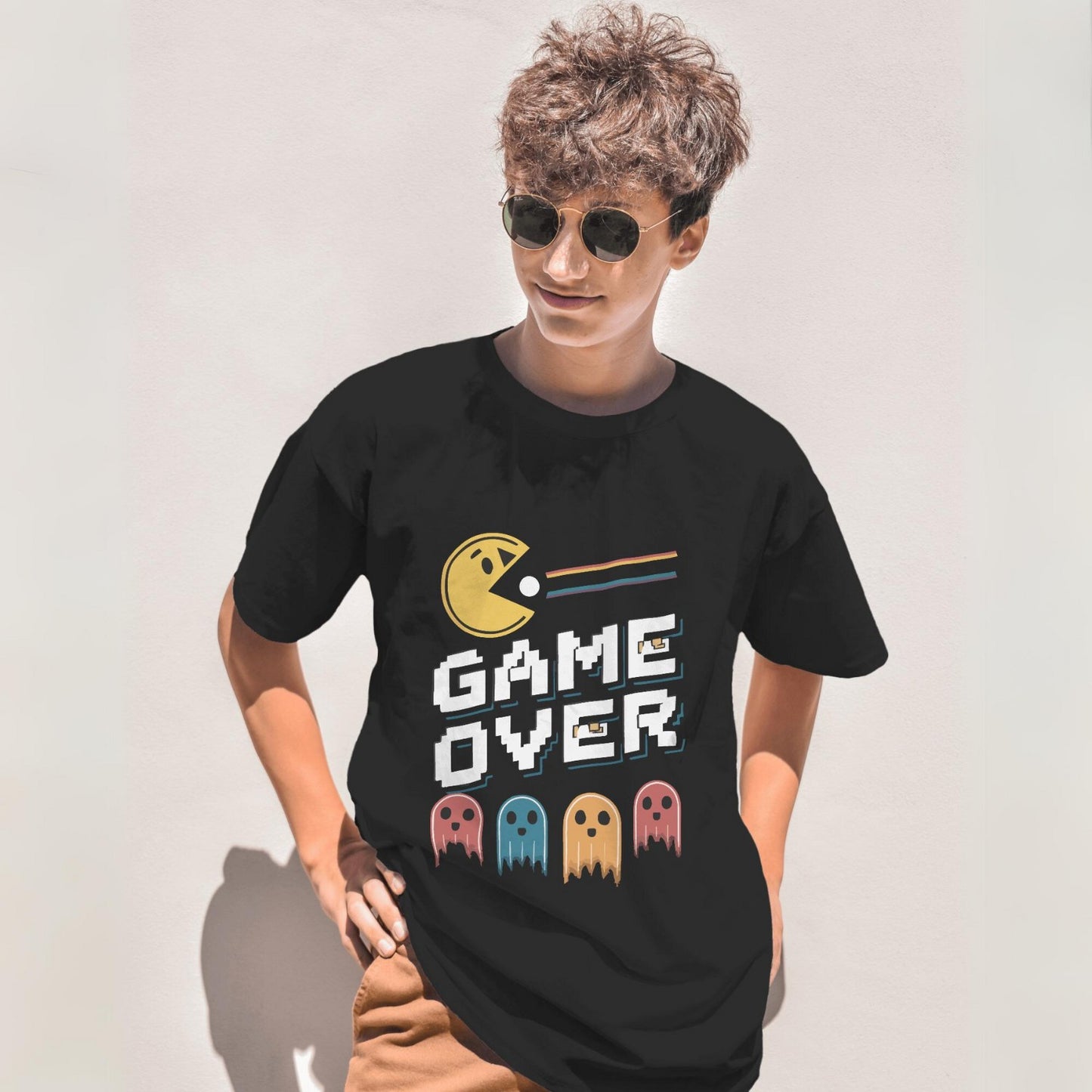Men's Game Over Graphic Printed Oversized Unisex T-shirt