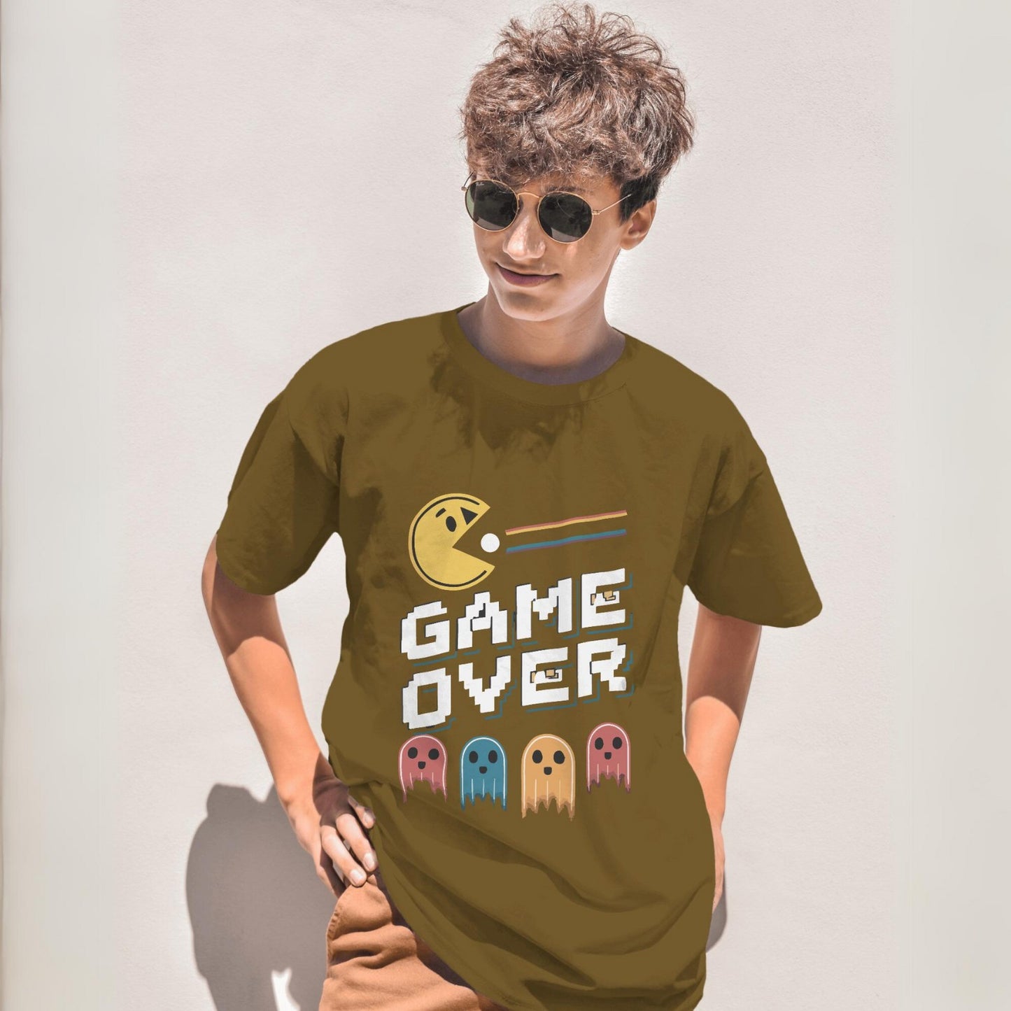 Men's Game Over Graphic Printed Oversized Unisex T-shirt