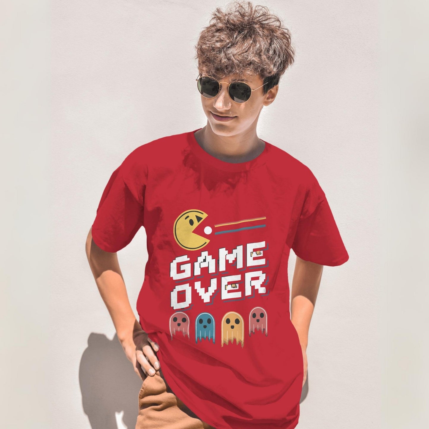 Men's Game Over Graphic Printed Oversized Unisex T-shirt