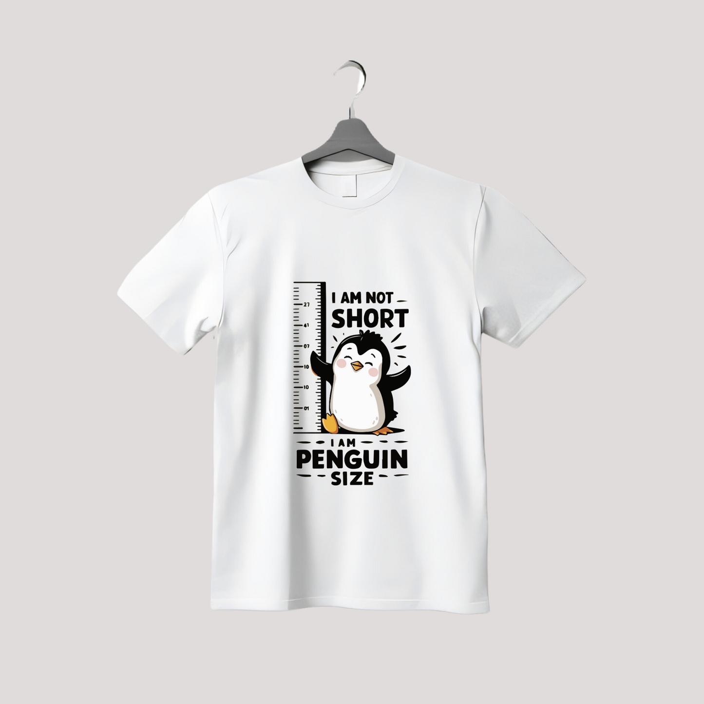 Kids I am not short I am Penguin Size Graphic Printed T-shirt (Unisex)