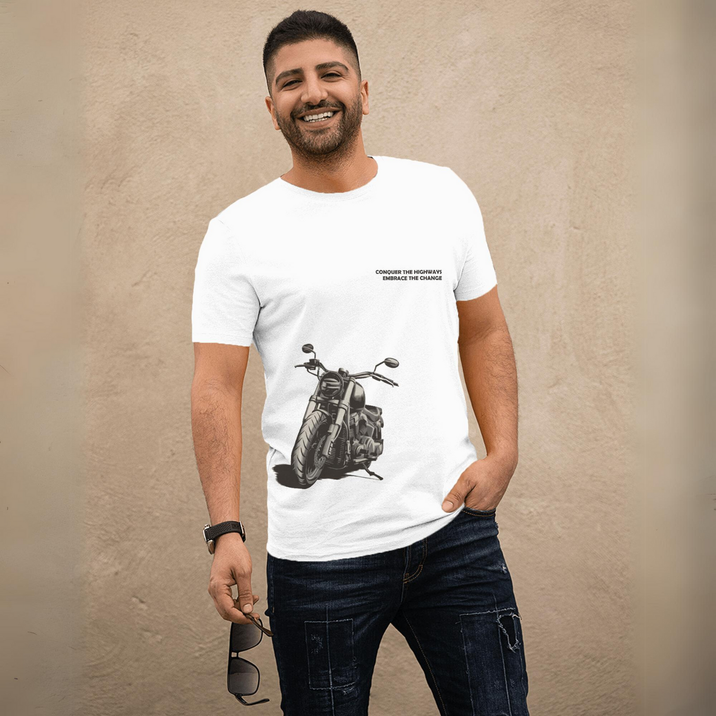 Men's Conquer the Highways Graphic Printed Regular T-shirt