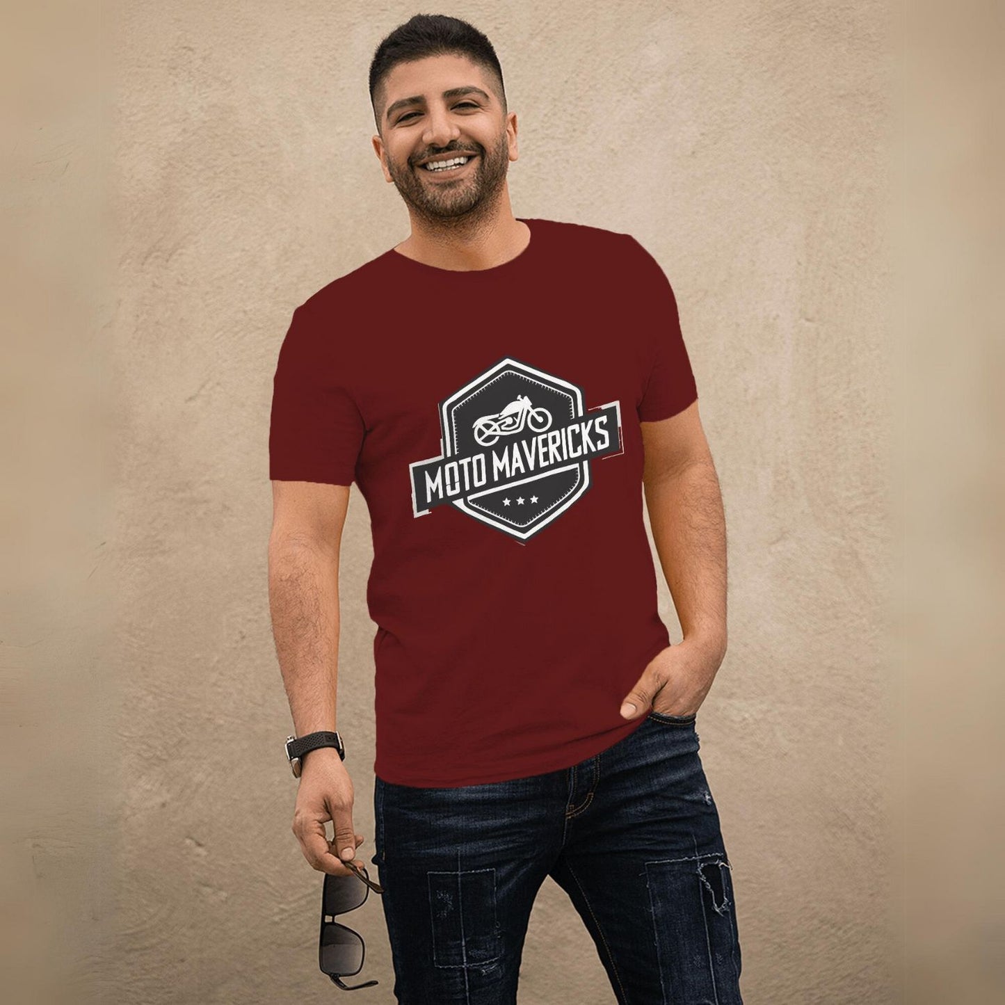 Men's Moto Mavericks Graphic Printed T-shirt