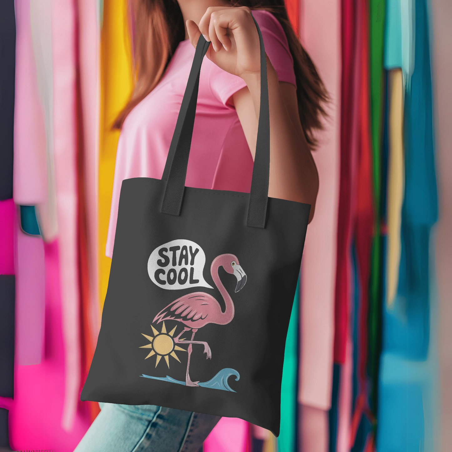 Stay Cool Black Canvas Tote Bag