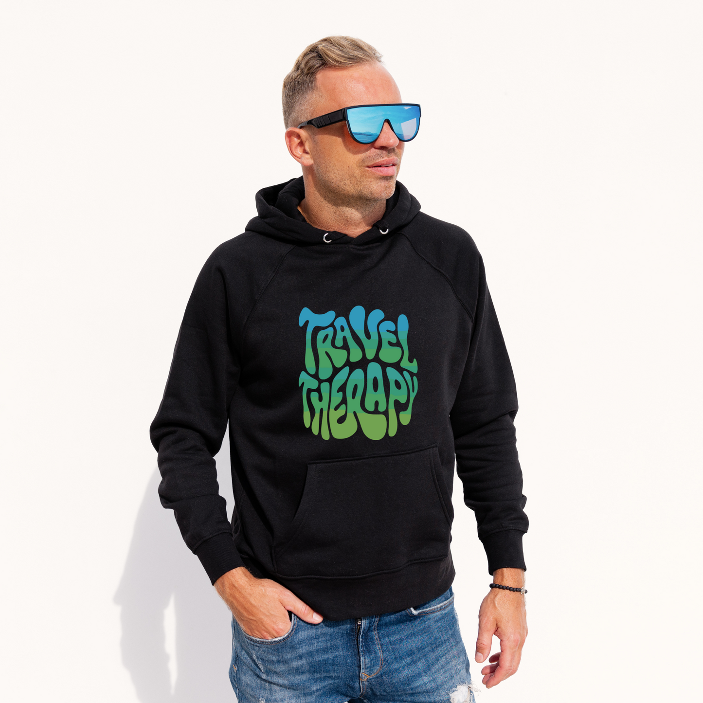 Travel Therapy Black Unisex Hoodie