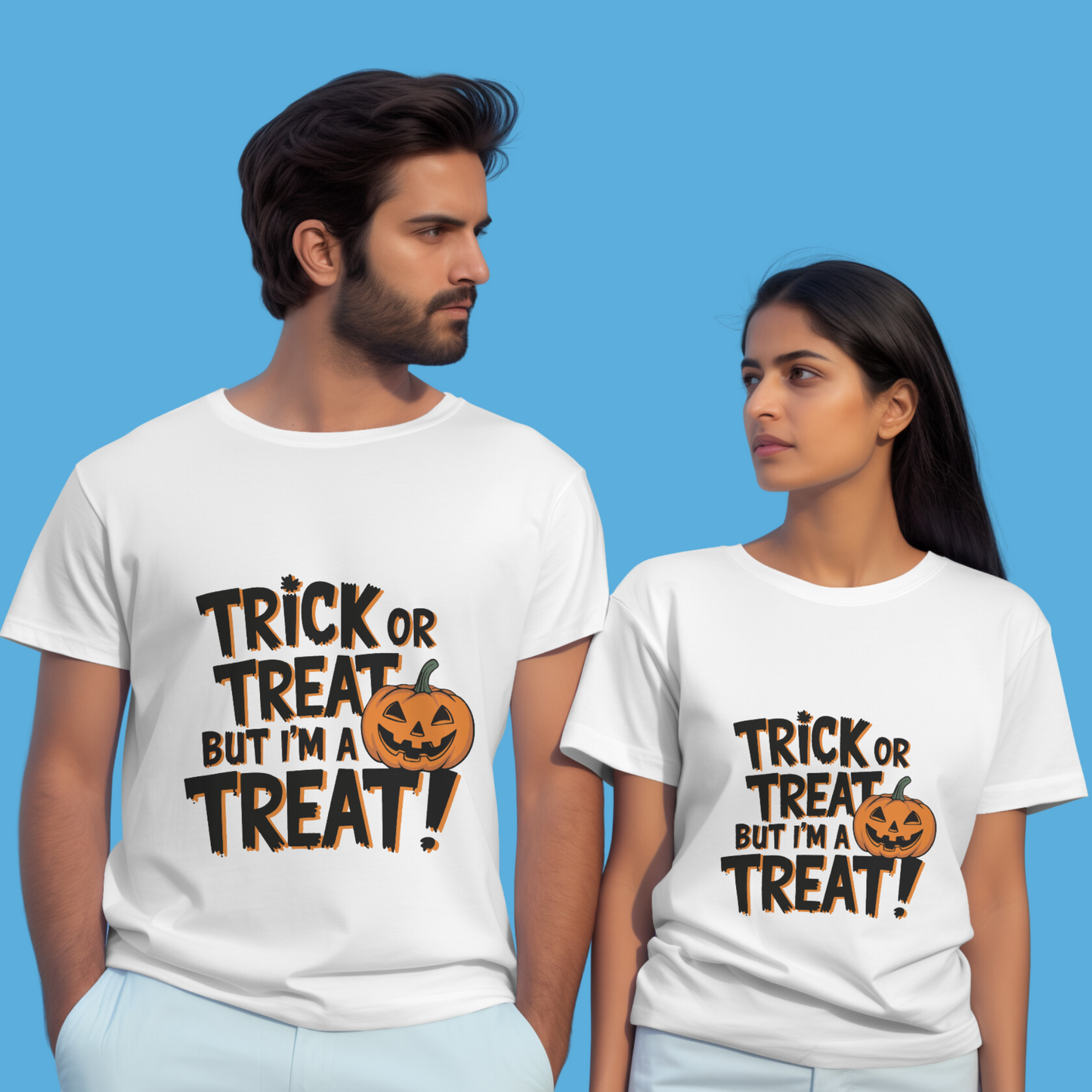 Trick or Treat but I'm a Treat Halloween Graphic Printed Unisex T-shirt