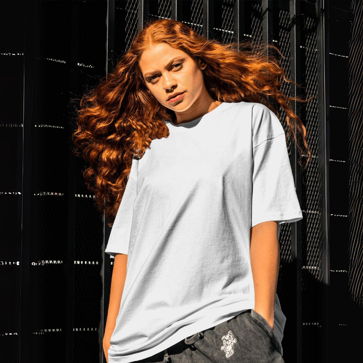 Plain/Solid: White Oversized Round Neck T-Shirt Women