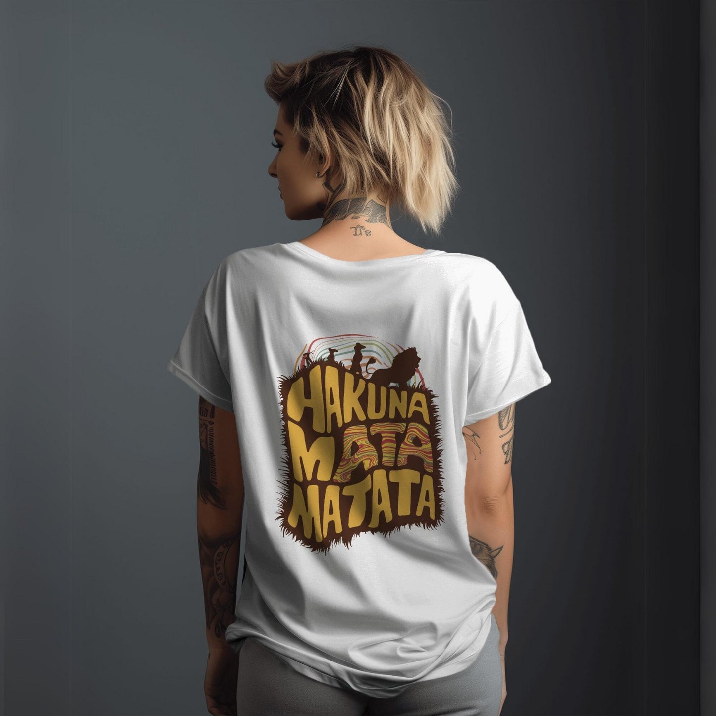 Women's Hakuna Matata Graphic Printed Oversized T-shirt