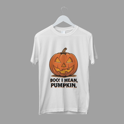 Boo I mean Pumpkin Halloween Graphic Printed Unisex T-shirt