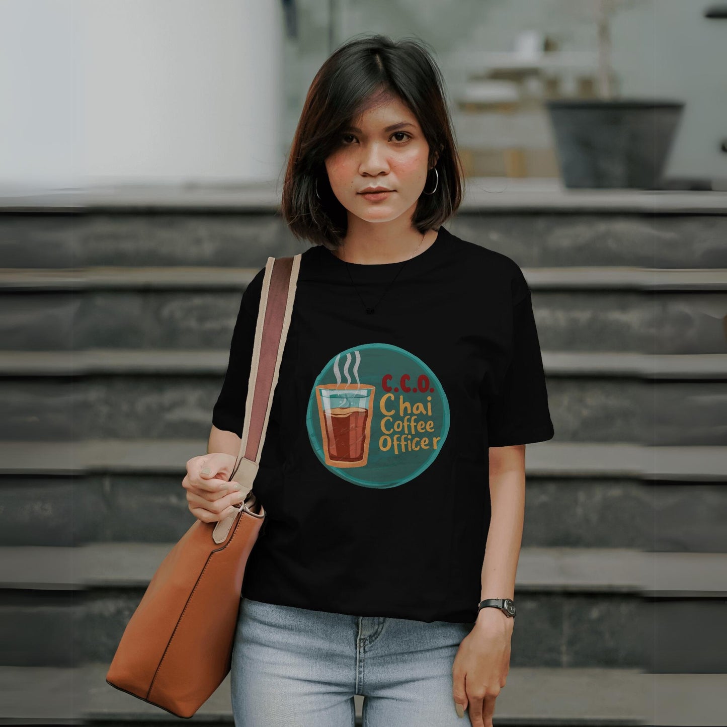 C.C.O(Chai Coffee Officer) Graphic Printed Oversized Unisex T-shirt