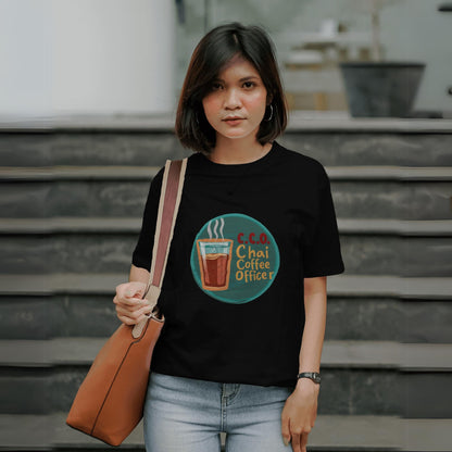 C.C.O(Chai Coffee Officer) Graphic Printed Oversized Unisex T-shirt