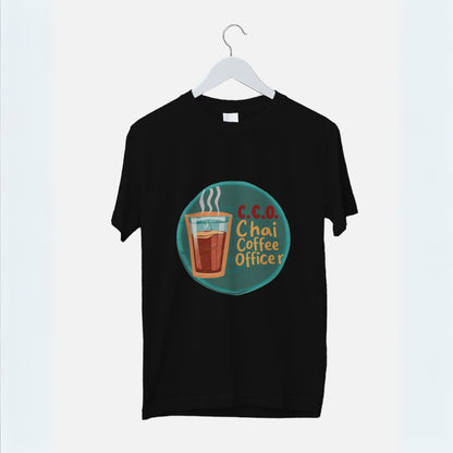 C.C.O(Chai Coffee Officer) Graphic Printed Oversized Unisex T-shirt