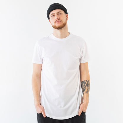 Plain/Solid: White Round Neck T-Shirt Men