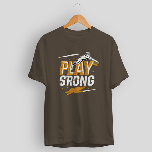 Men's Play Strong Basketball Graphic Printed T-shirt