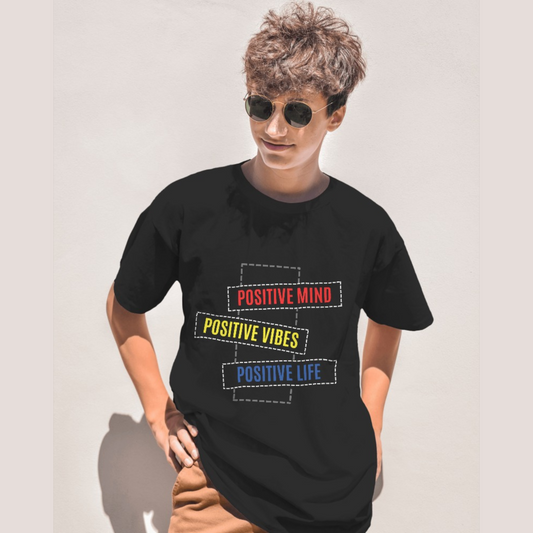 Positive Mind Positive Vibes Positive Life Printed Oversized Unisex T-shirt