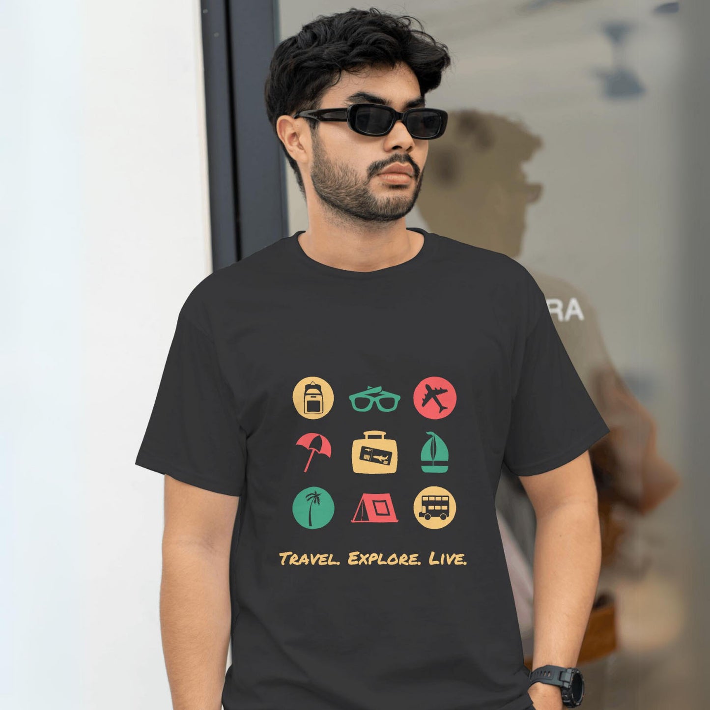 Men's Travel Explore Live Graphic Printed T-shirt