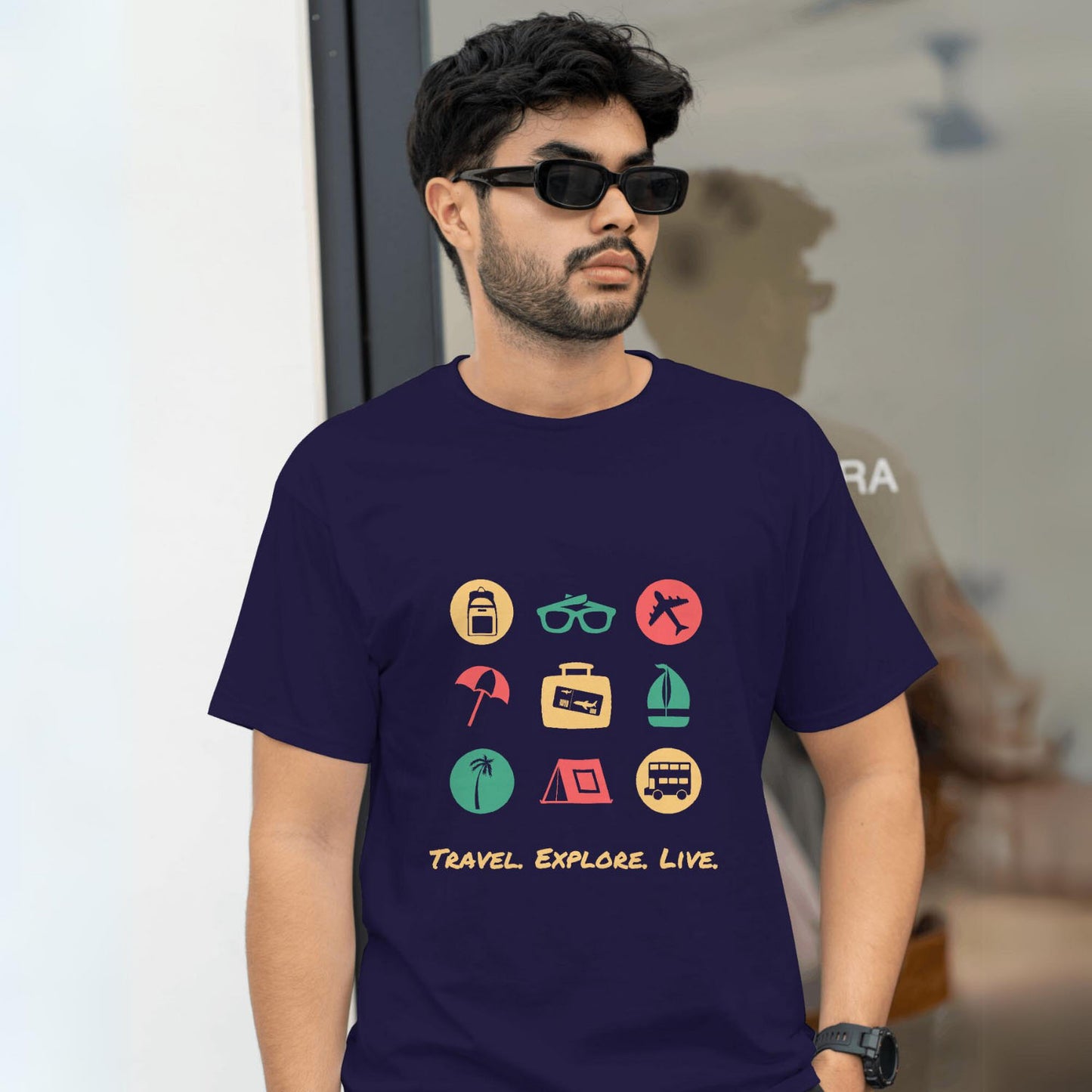 Men's Travel Explore Live Graphic Printed T-shirt