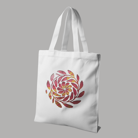 Abstract Flower Circular White Canvas Tote Bag