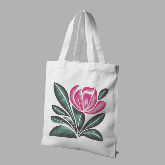 Abstract Flower White Canvas Tote Bag