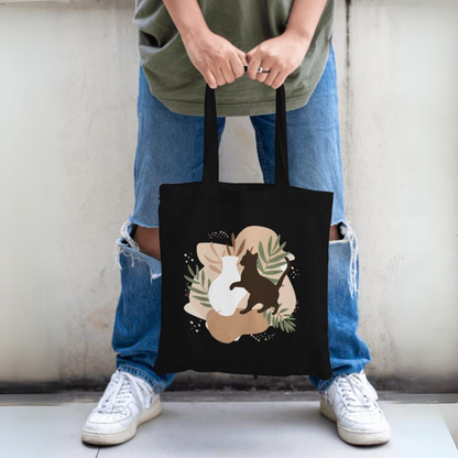 Bohemian Cat Black Canvas Tote Bag