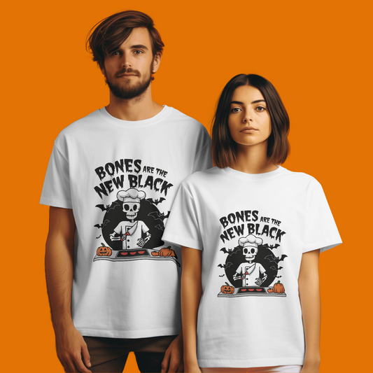 Bones Are The New Black Halloween Graphic Printed Unisex T-shirt