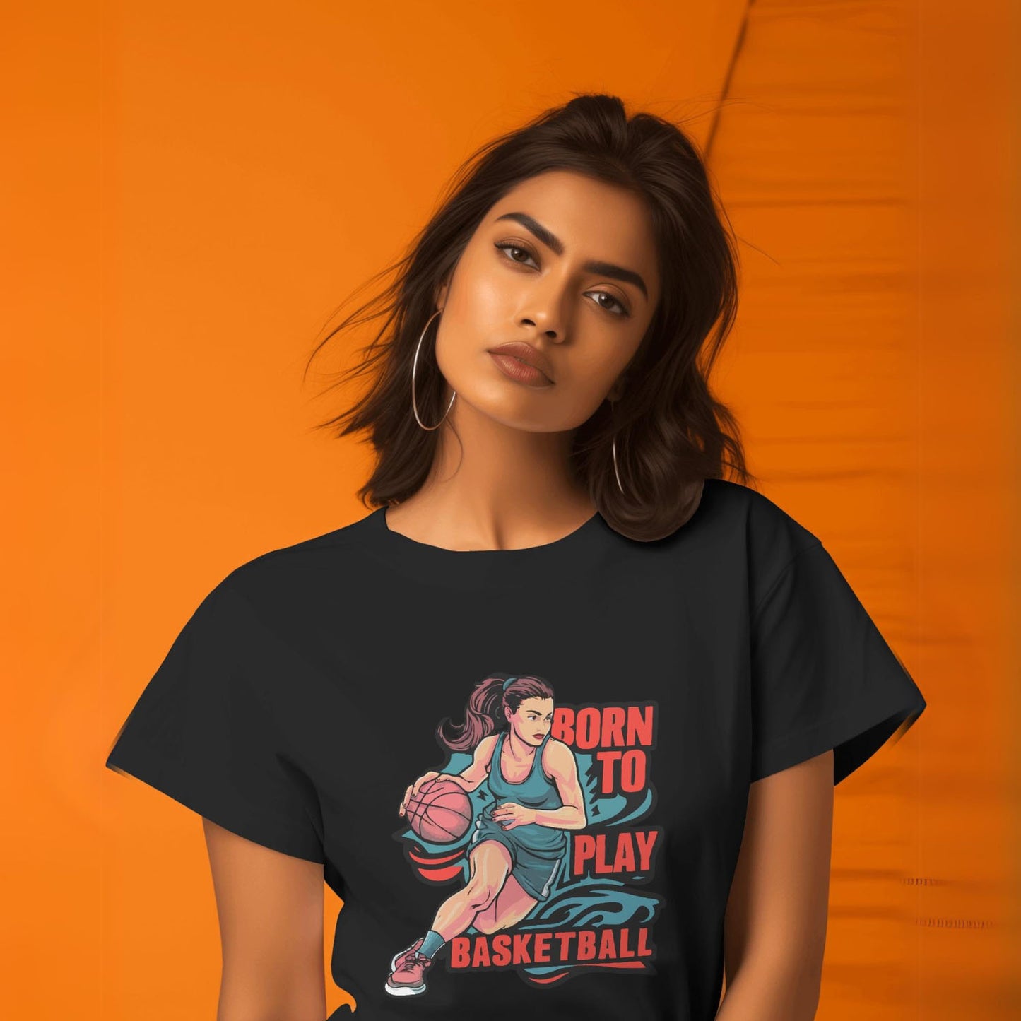 Women's Born to play Basketball Graphic Printed T-shirt