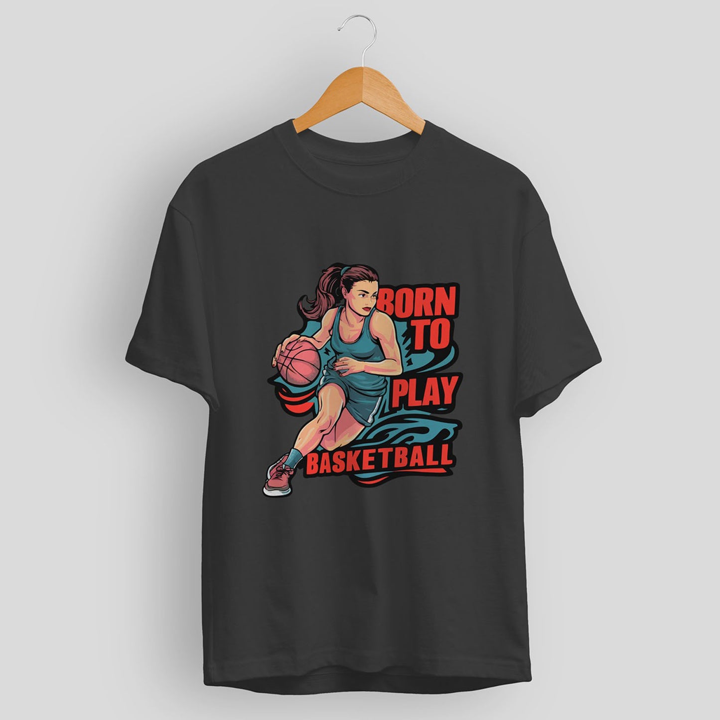 Women's Born to play Basketball Graphic Printed T-shirt