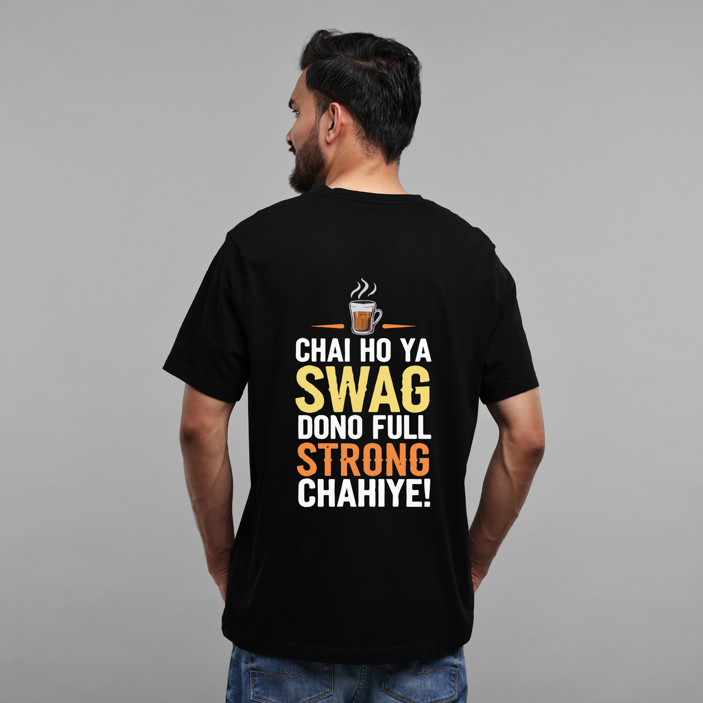 Chai Ho Ya Swag Dono full Strong Chaiye Graphic Printed Oversized Unisex T-shirt