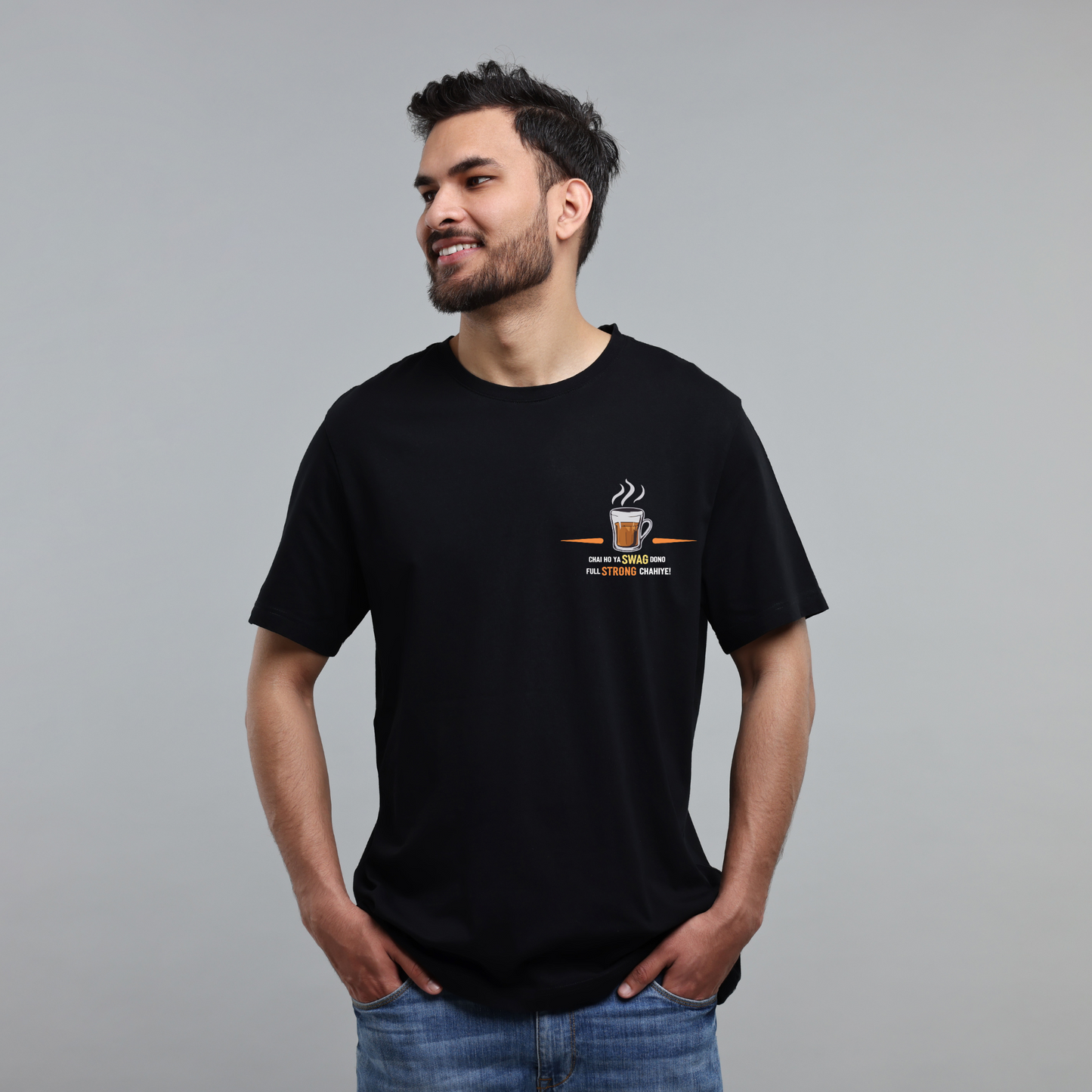 Chai Ho Ya Swag Dono full Strong Chaiye Graphic Printed Oversized Unisex T-shirt