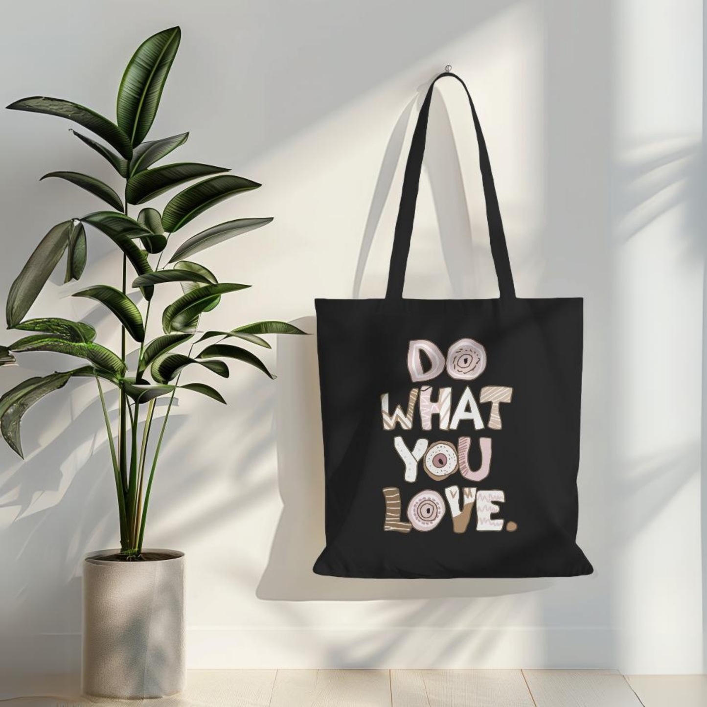 Do what you love Black Canvas Tote Bag