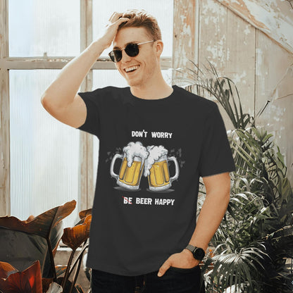 Men's Don't Worry Beer Happy Graphic Printed T-shirt