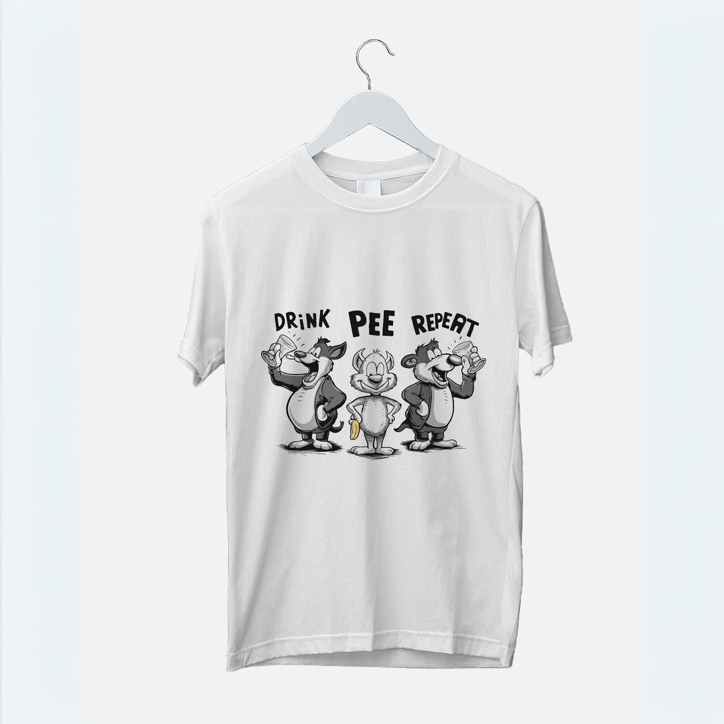 Men's Drink Pee Repeat Graphic Printed Oversized T-shirt