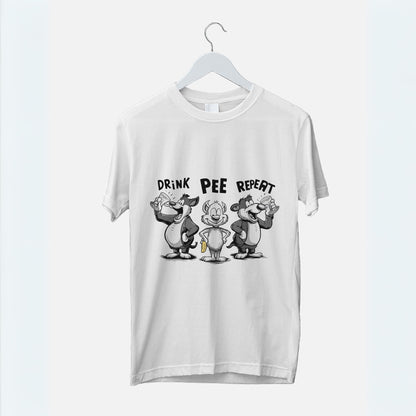 Men's Drink Pee Repeat Graphic Printed Oversized T-shirt