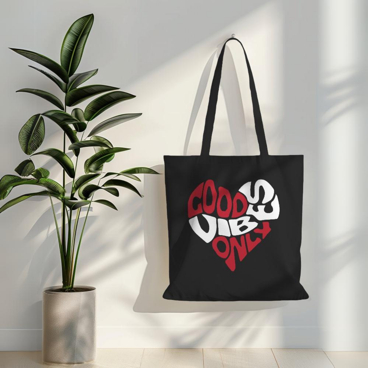 Good Vibes Only Black Canvas Tote Bag