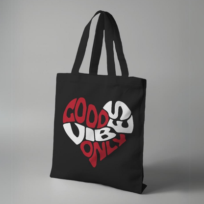 Good Vibes Only Black Canvas Tote Bag