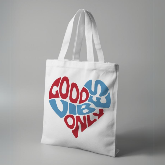 Good Vibes Only White Canvas Tote Bag