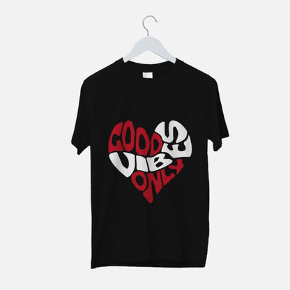 Good Vibes Only heart shaped Graphic Printed T-shirt