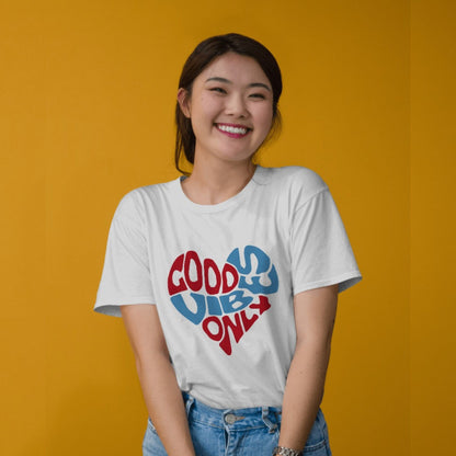 Good Vibes Only heart shaped Graphic Printed T-shirt