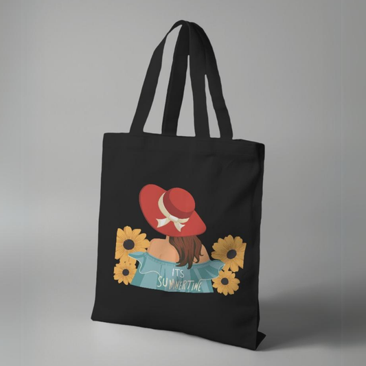 Its Summertime Black Canvas Tote Bag