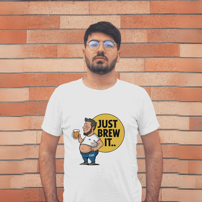 Men's Just Brew It Graphic Printed Oversized T-shirt