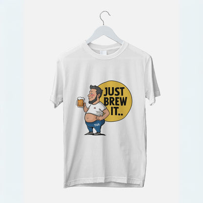 Men's Just Brew It Graphic Printed Oversized T-shirt